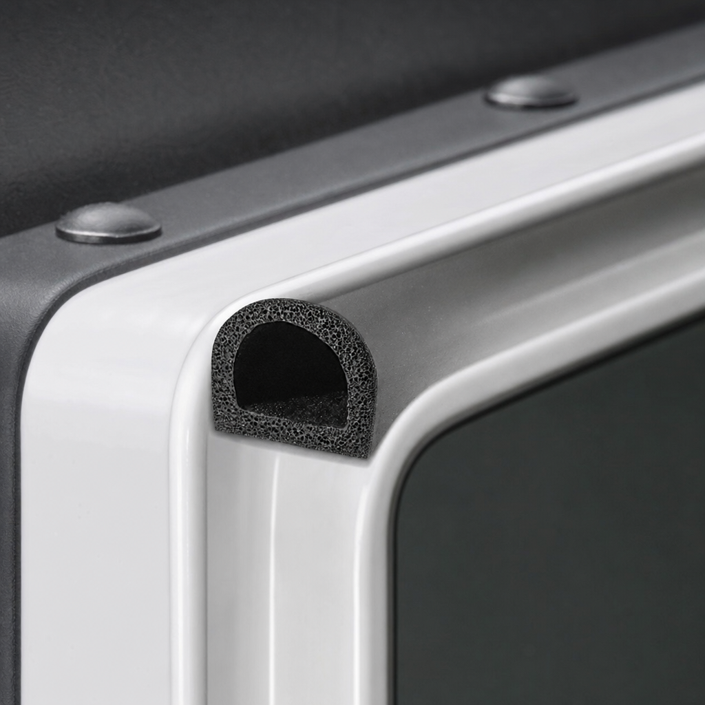 Sponge Rubber D-Section Seal 28mm x 23mm – Per Metre