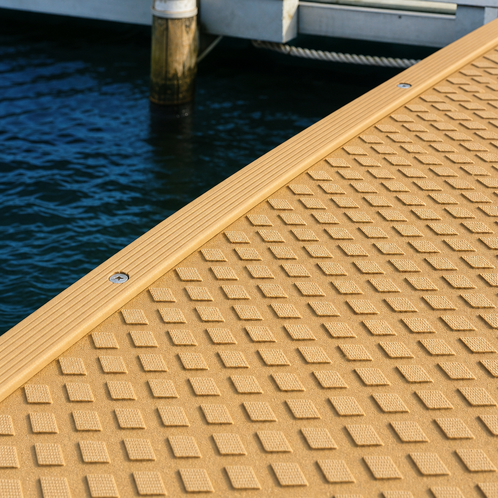 Diamond Pattern Anti-Slip Deck Covering – Teak, 1.2m x 0.9m Sheet