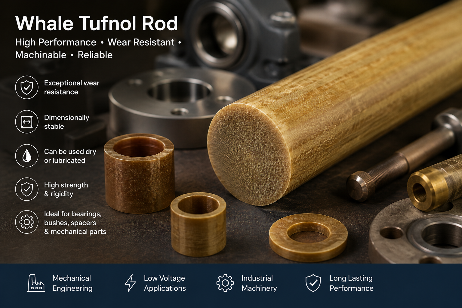 Tufnol Rod | SRBF Cotton Fabric Phenolic Resin Laminate Rod – High Strength Engineering Insulation Bar