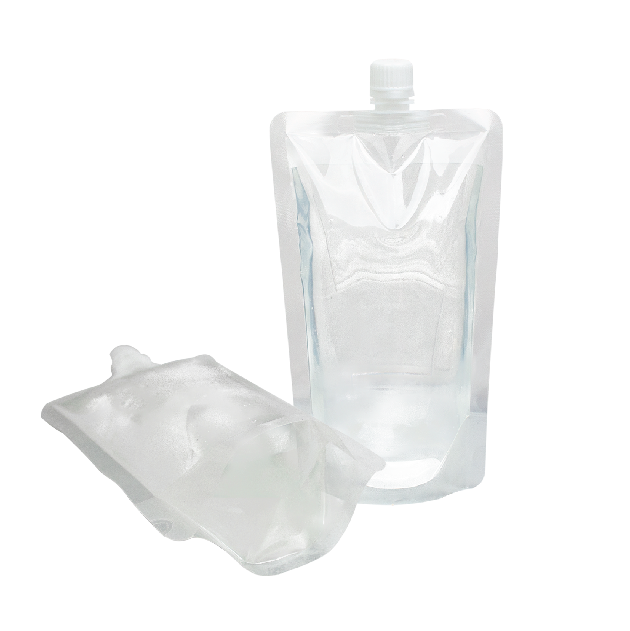 Spout Pouch with Cap – Complete Unit in Clear, Black, or Silver – Durable and Reusable