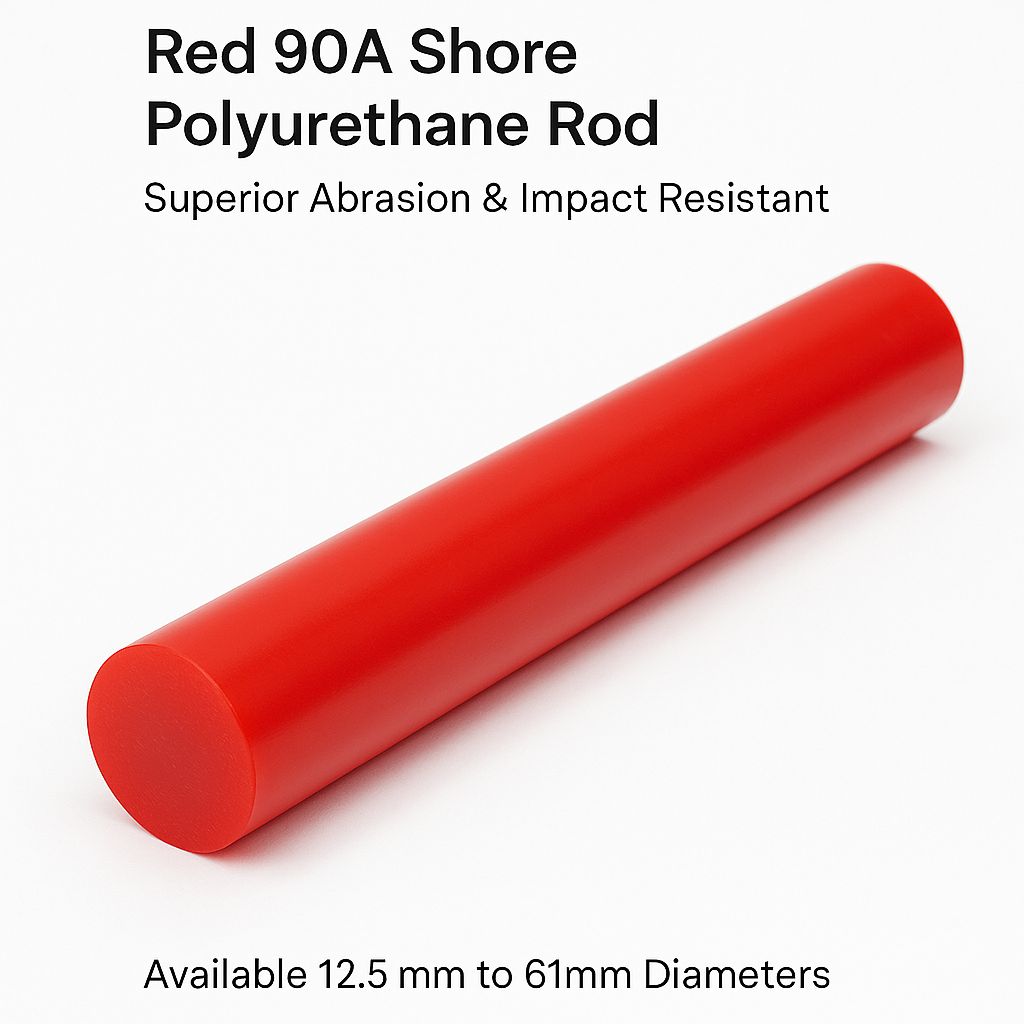 Polyurethane Plastic Rod - Abrasion Resistant, Oil Resistant, Tear Resistant, Noise Dampening, High Flex Life, Multiple Sizes & Colors Available