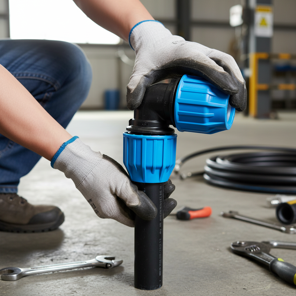 Premium 90° Compression Elbow for PE and PPR Pipes - High-Performance Fitting for Irrigation, Water Systems, and Compressed Air