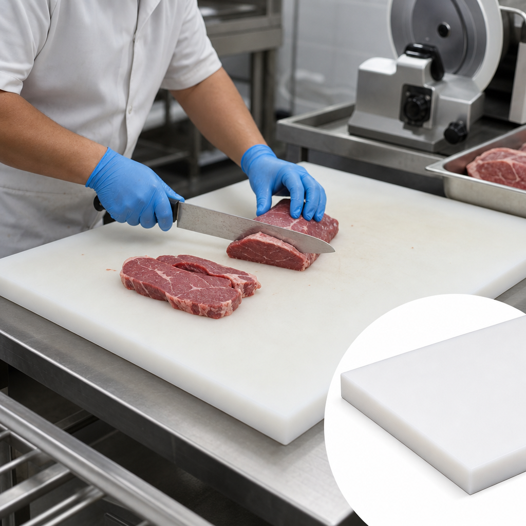 High Density Polyethylene Natural (milky-white) / Black Sheet 10mm to 30mm thick for Cutting boards & wear strips