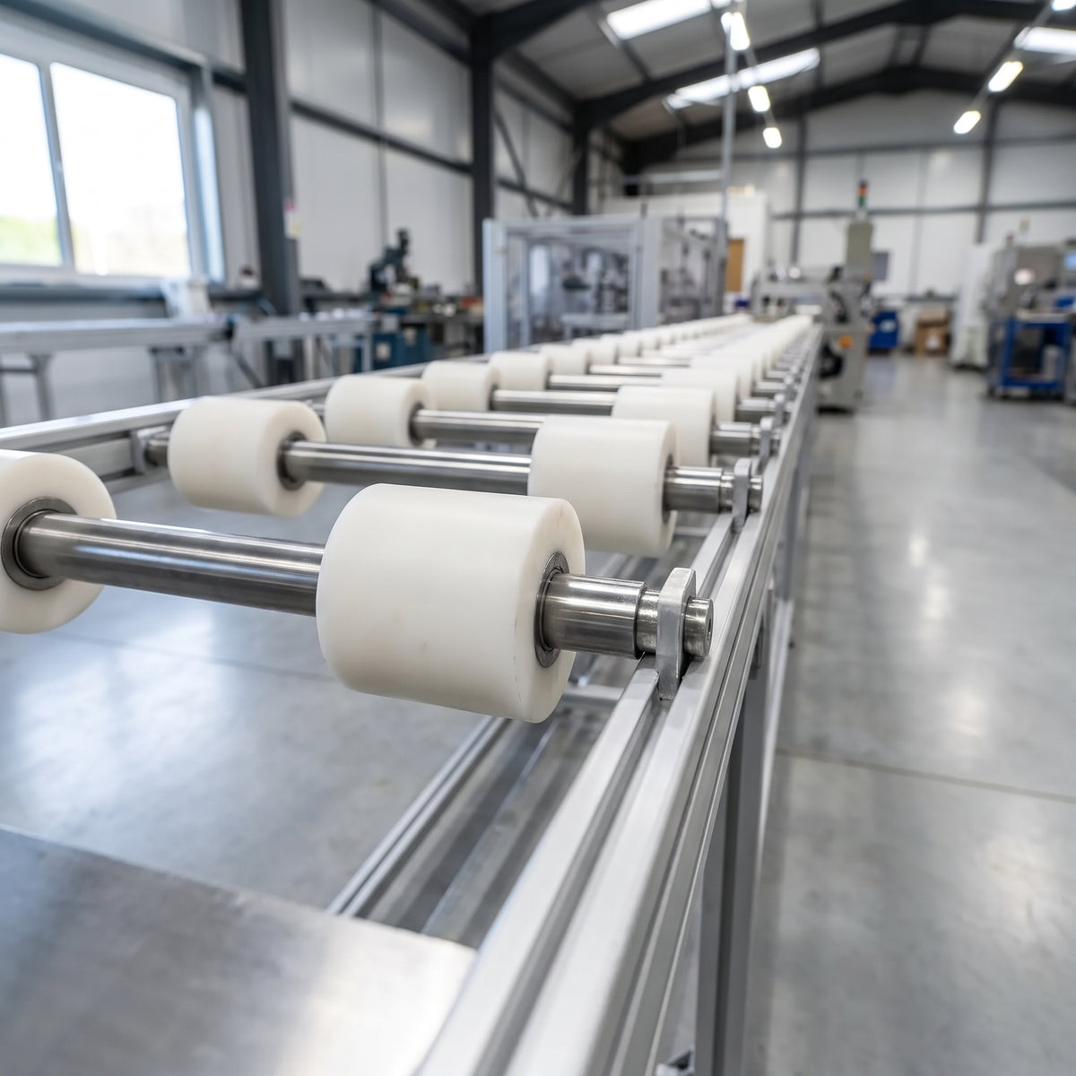 Conveyor rollers machined from natural acetal tube