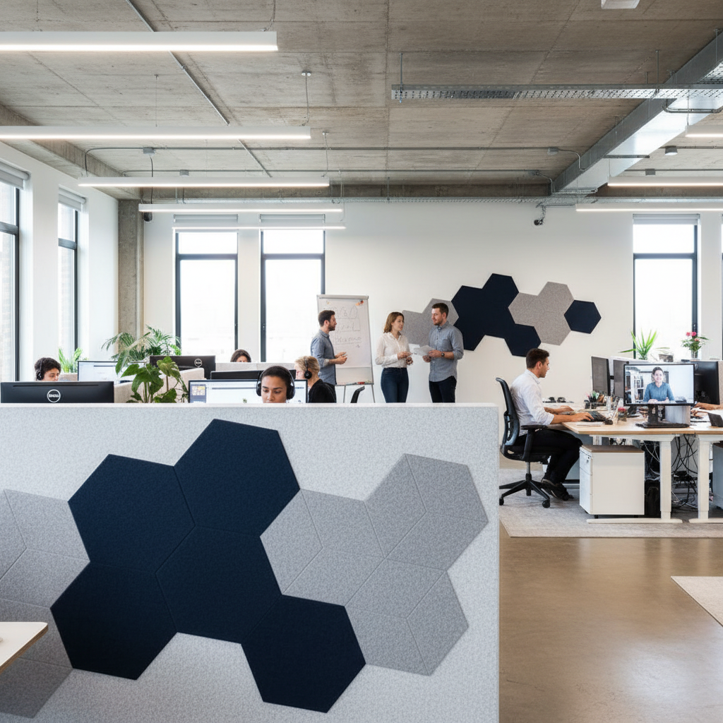 Premium Large Hexagon Acoustic Tiles Made from Recycled PET Felt - Pack of 6, 9mm Thickness for Superior Sound Absorption