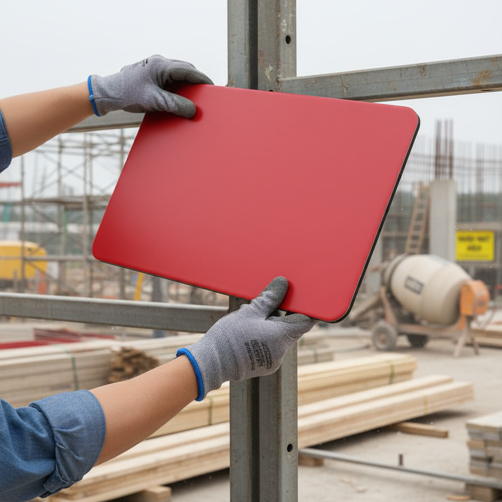 High-Performance Traffic Red Gloss/Matt Composite Panel - Aluminium Composite Sheet with UV Resistant Core for Interior and Exterior Applications