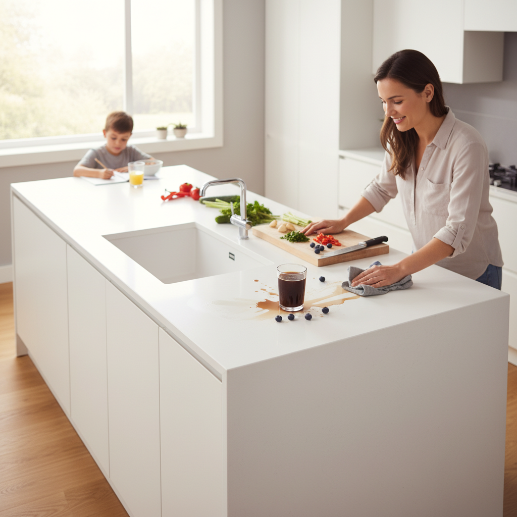 High-Performance Solid Surface Material - Glacier White, Durable and Versatile for Residential and Commercial Applications