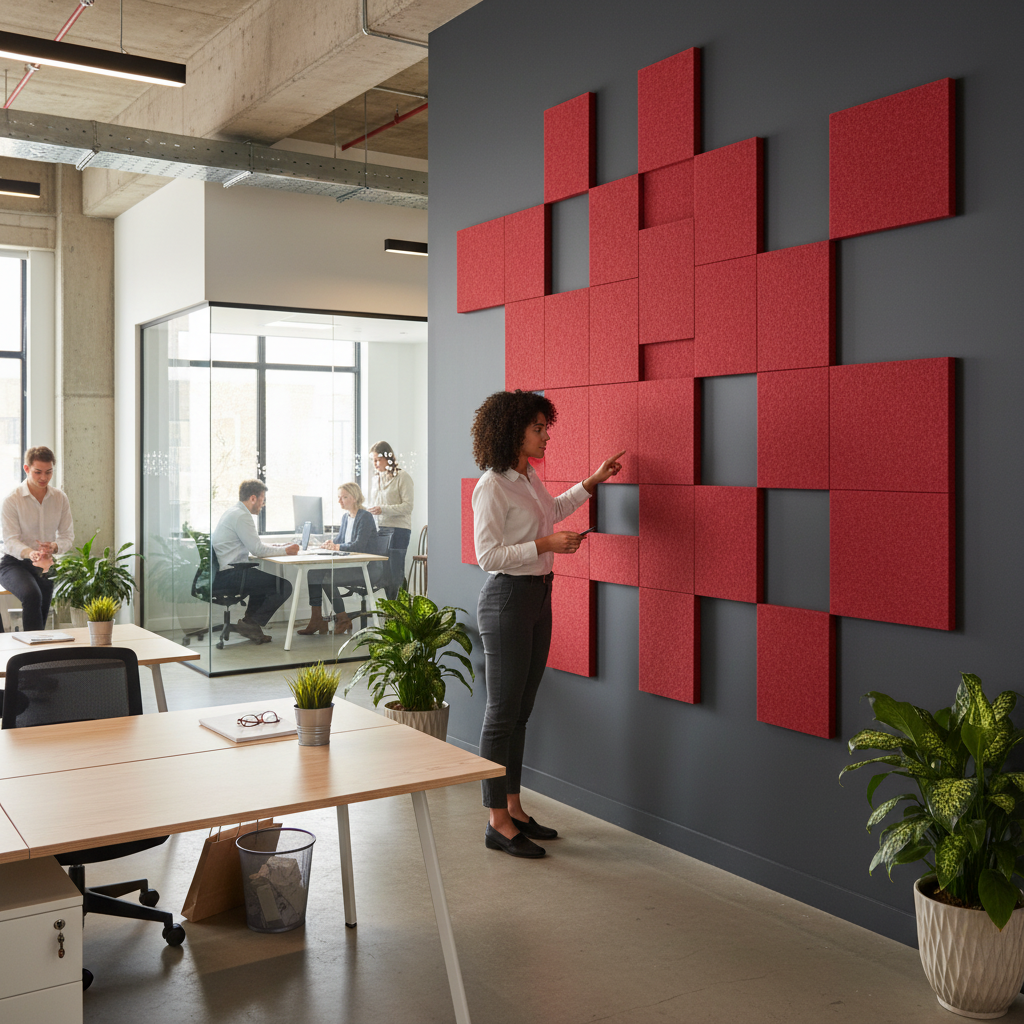 Premium PET Felt Acoustic Panel in Salsa Red - High-Performance Sound Absorption for Offices and Studios