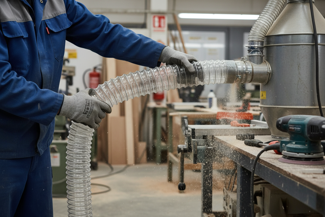 Premium Compact Polyurethane Hose with Steel Spiral for Dust and Abrasive Material Transport - Flexible and Durable Design