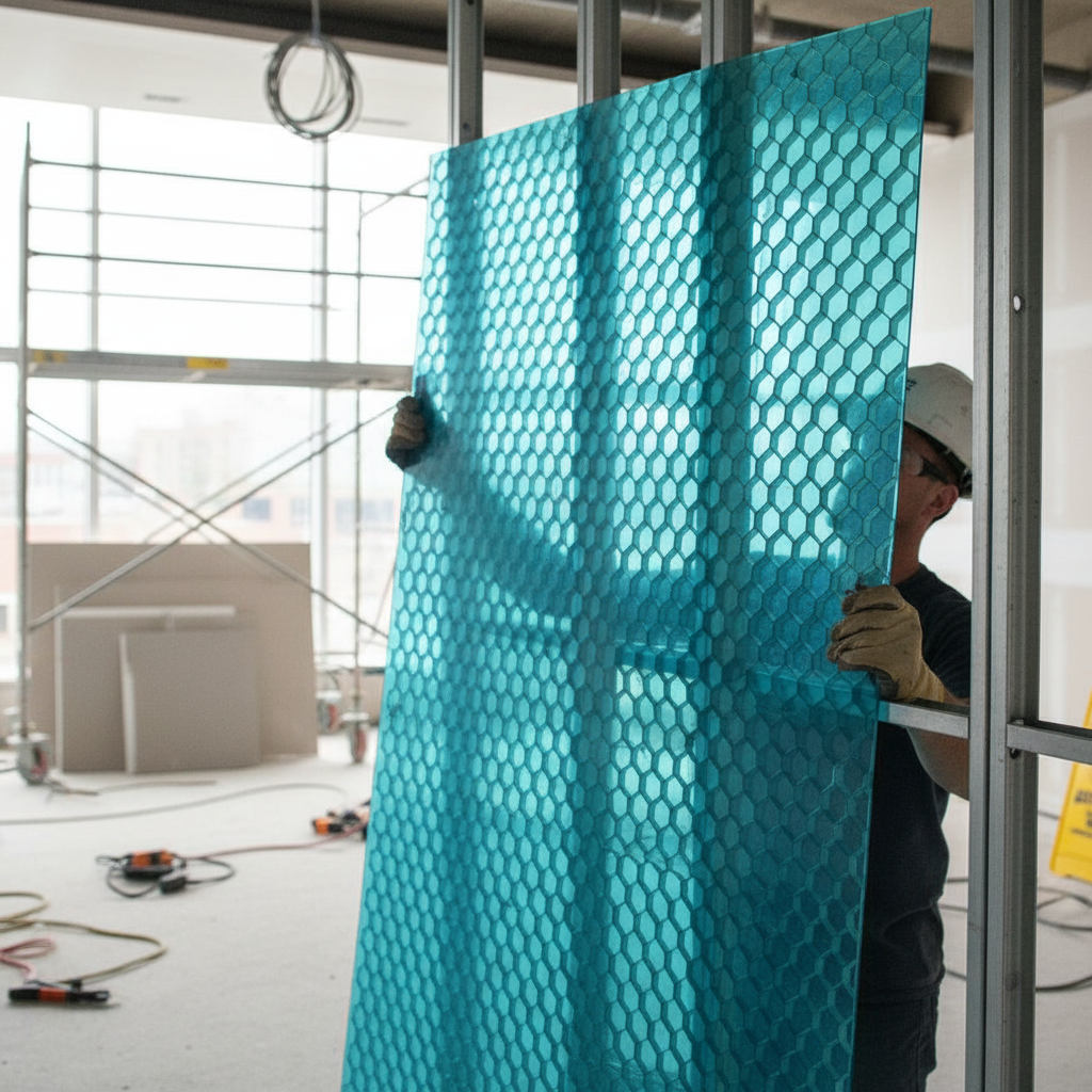 Premium Honeycomb Composite Sheet with Acrylic Layers - Blue, Impact Resistant and Lightweight for Interior Applications