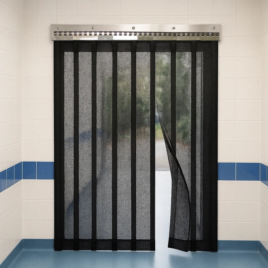 Black Premium Flymesh Insect Strip Curtains – Hook-On Design, Durable & Easy Installation for Doors & Warehouses