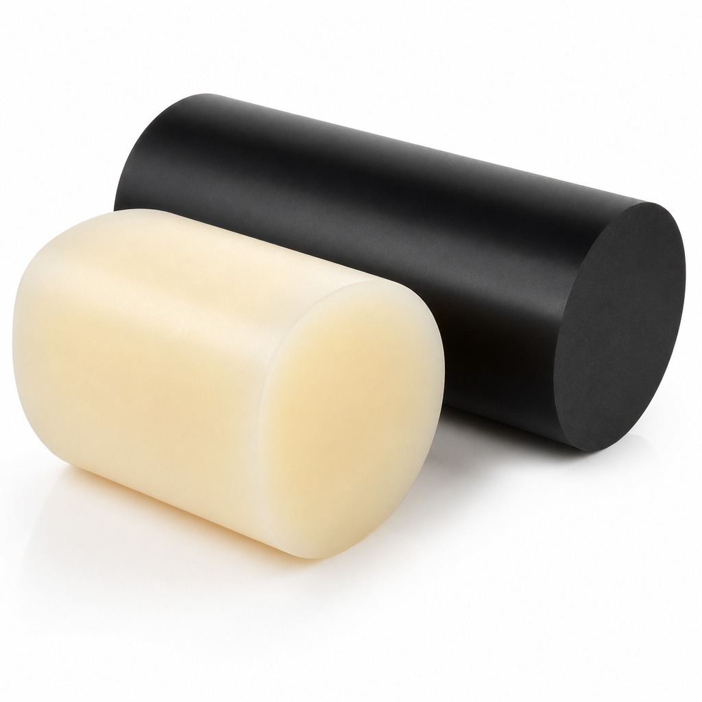 Nylon 6 Natural (ivory) / Black Rod 260mm to 500mm dia for Rollers & bearings