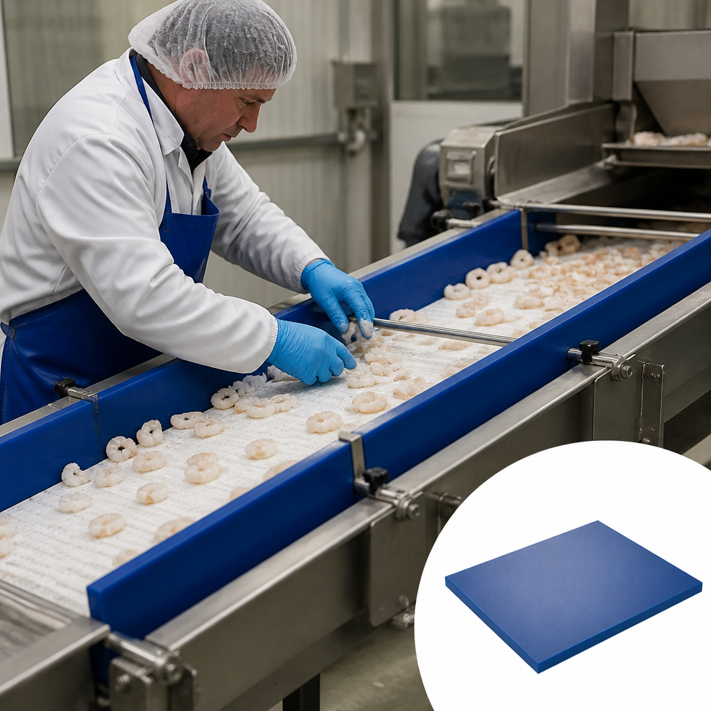 High Molecular Weight Polyethylene Blue Sheet for Food Processing 10mm to 25mm thick - UK Engineering Plastics