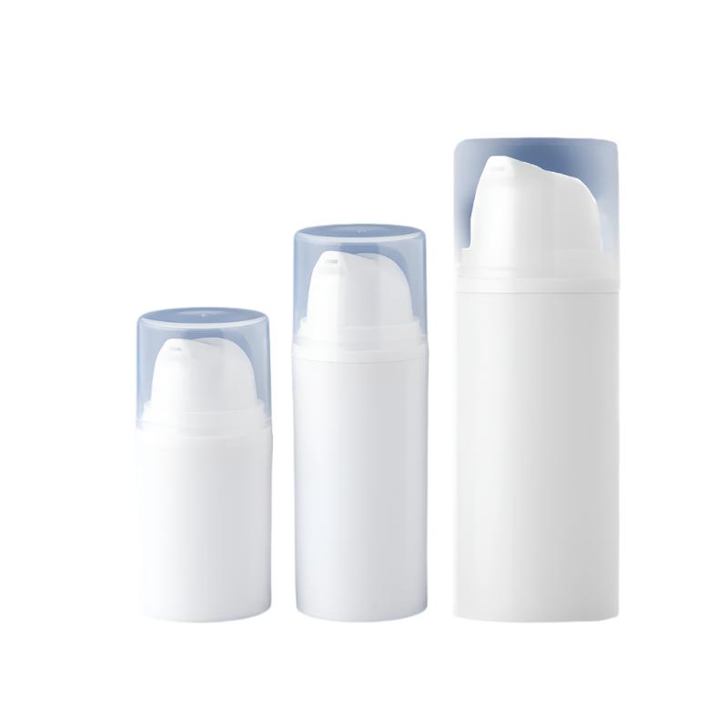 Round White Airless Bottle with Push-On White Pump – Ideal for Skincare, Serums, and Lotions