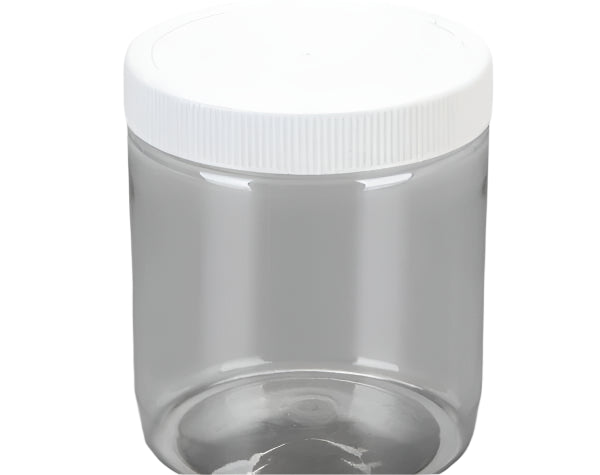 Large Clear PET Plastic Jar with Screw Top Lid – Shallow Design, 106mm Neck