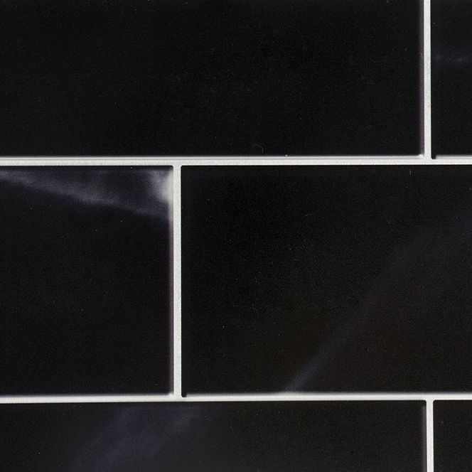 Black Marble Tile Gloss PVC Wall Cladding Sheet