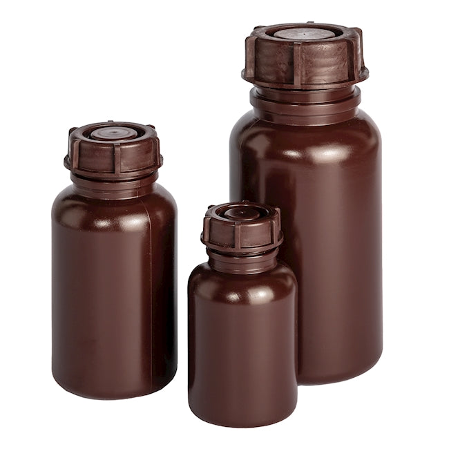 303 Series Amber Wide Neck Plastic Bottle LDPE - Complete with Cap