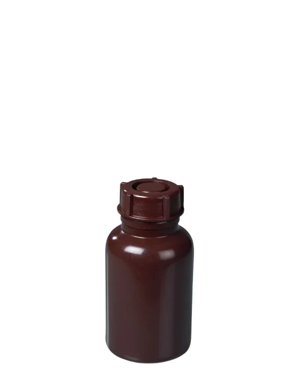 303 Series Amber Wide Neck Plastic Bottle LDPE - Complete with Cap