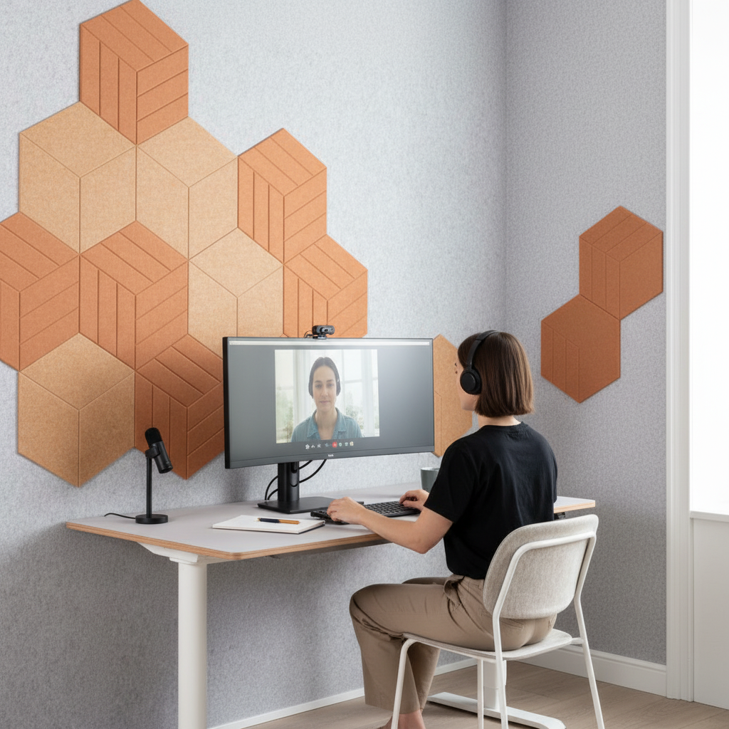 Premium Recycled PET Felt Hexagon Acoustic Tile 9mm - Pack of 6 with High Sound Absorption and Customizable Colors