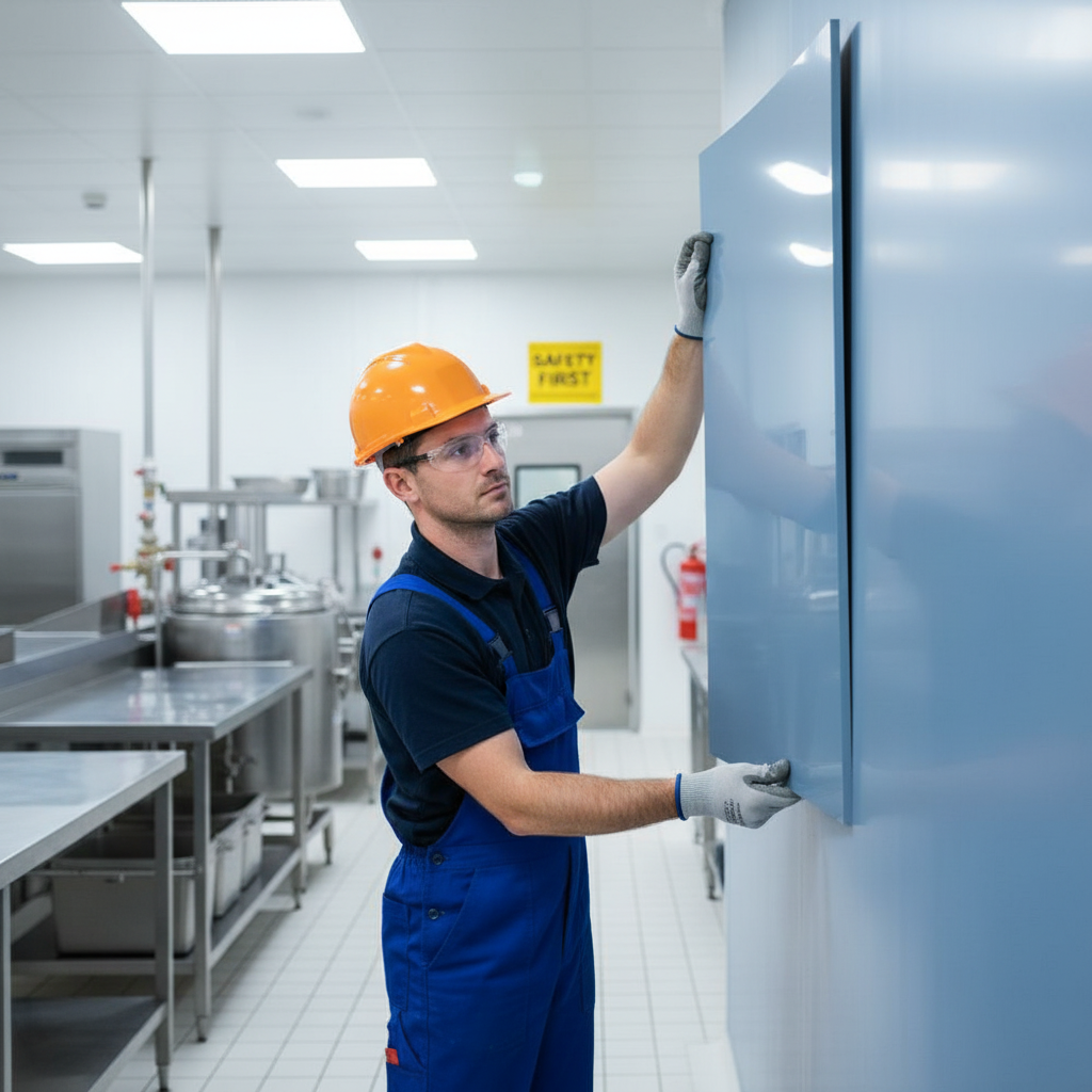 Premium Hygienic Cladding Ocean Blue Sheet - PVC, Fire Resistant, High Chemical Resistance for Easy Installation