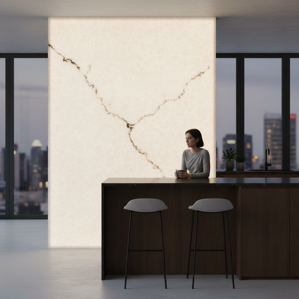 Premium Faux Translucent Stone Sheet - Alabaster Color with Versatile Applications for Interior Design
