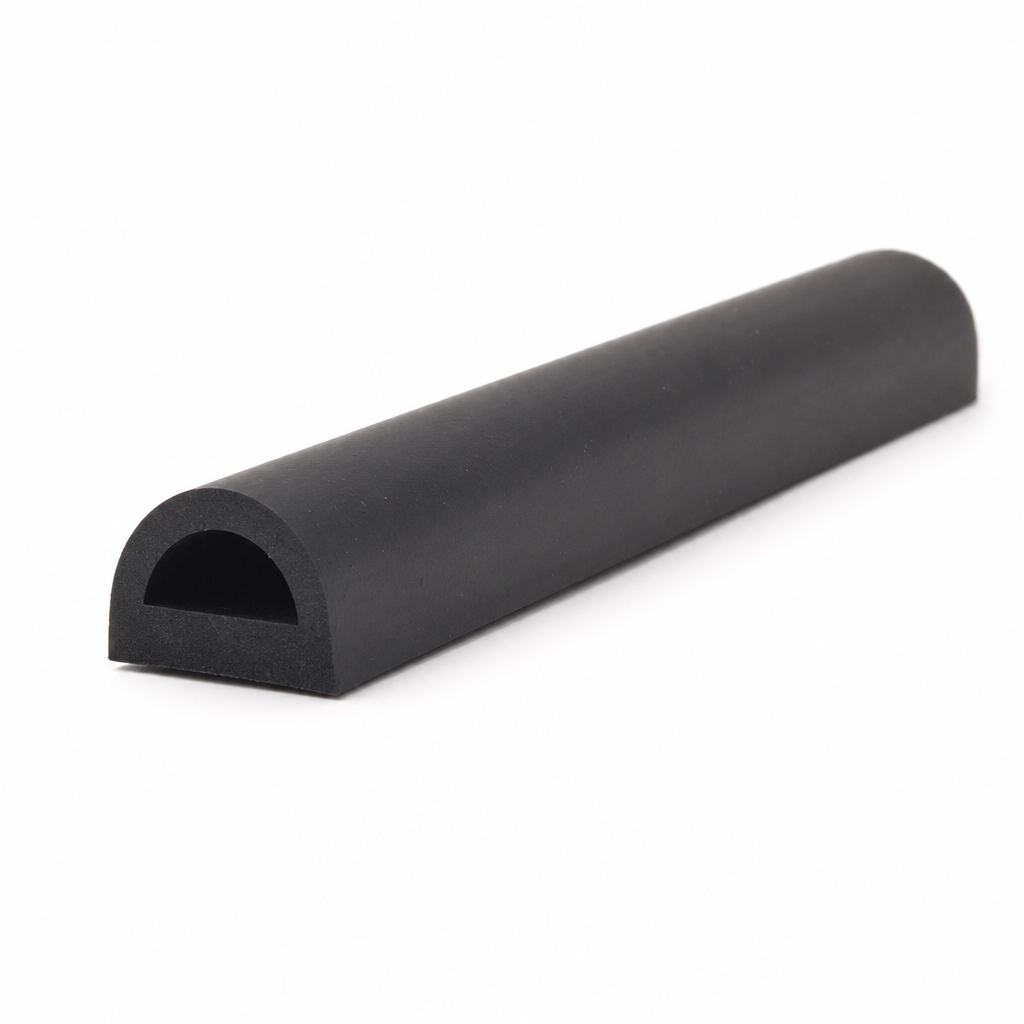 EPDM D Section Rubber Profile – 30 Metres Length, Black