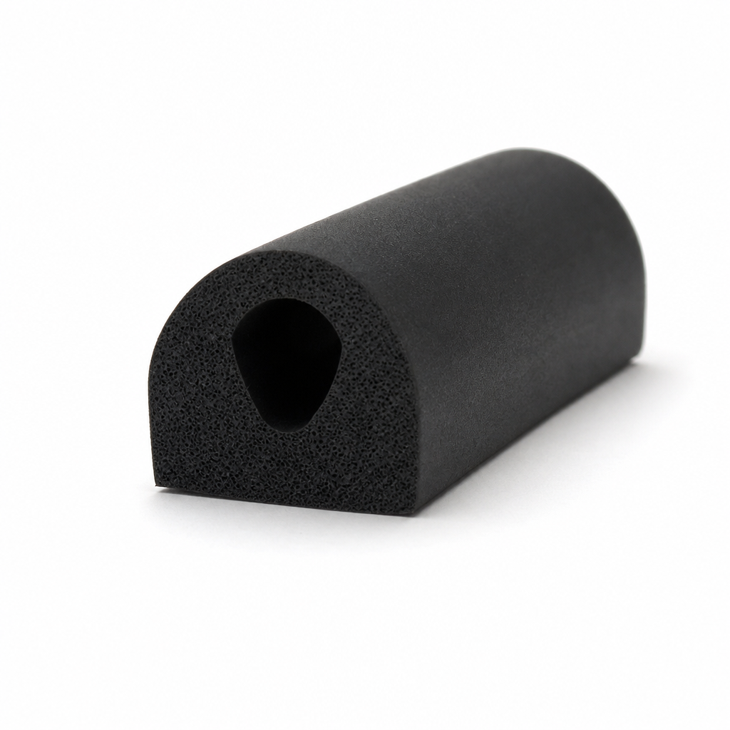 Sponge Rubber D Section – 10mm x 8mm (Black)