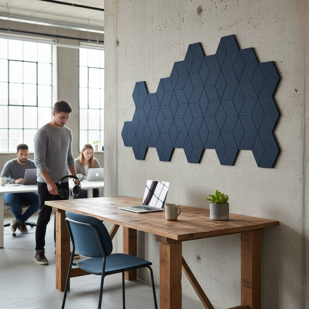 Premium Recycled PET Felt Hexagon Acoustic Tile 240 x 208 x 9mm for Sound Absorption - Pack of 30