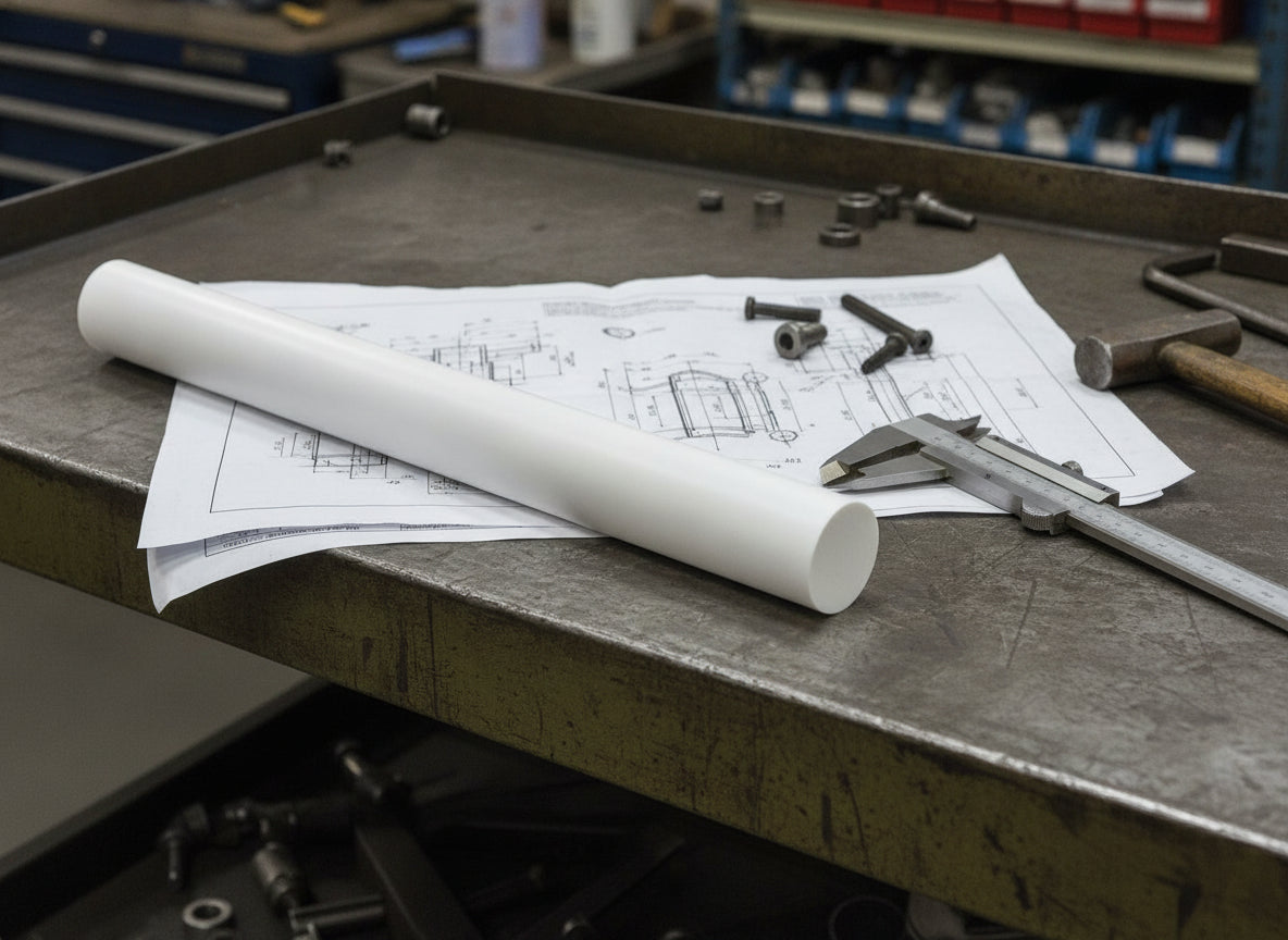 UHMWPE Natural Plastic Rod - High Abrasion Resistance, Tough Polyethylene for Food Processing, Machining, & Industrial Applications - 20mm to 200mm