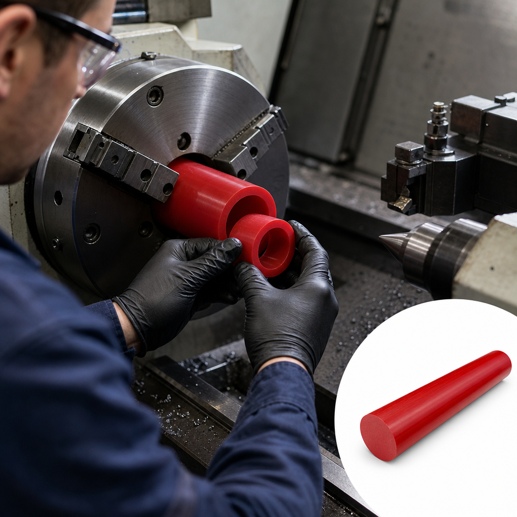 Polyurethane Rod 90 Shore Red 15.8mm for Various Applications 15.8mm diameter