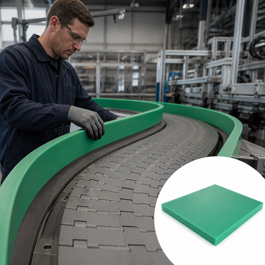 RG1000 Green Sheet of Ultra High Molecular Weight Polyethylene for Industrial Applications 50mm to 80mm thick - UK Engineering Plastics