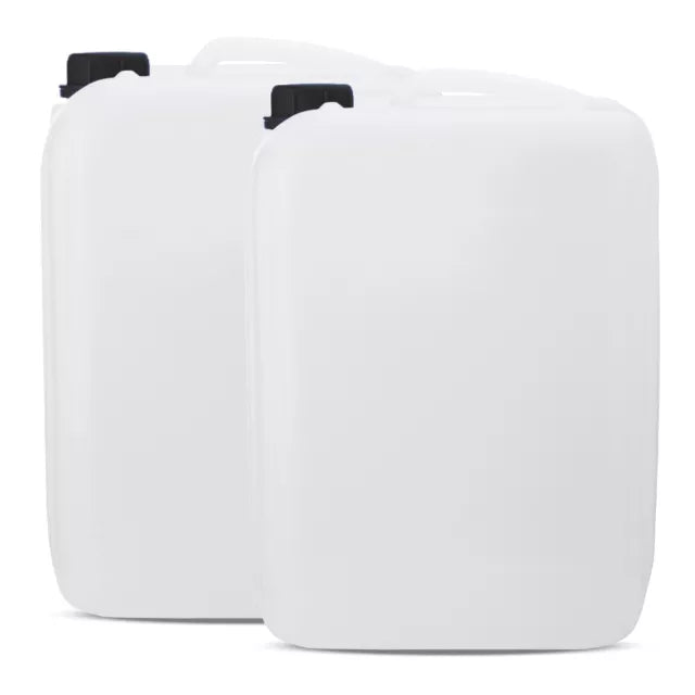 UN Approved Stackable Plastic Jerrycan – Secure & Tamper Evident (White, Blue, Black)