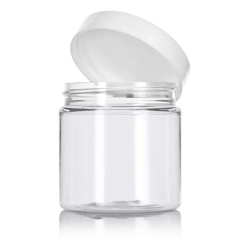 89mm Neck Clear PET Plastic Jar – Durable Shallow Screw Top Design