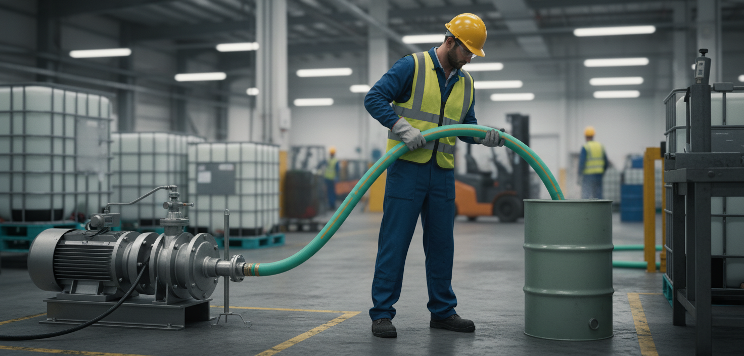 Premium Multilayer Thermoplastic Rubber Hose for Suction and Delivery of Aggressive Liquids, with Steel Spiral Reinforcement and Chemical Resistance