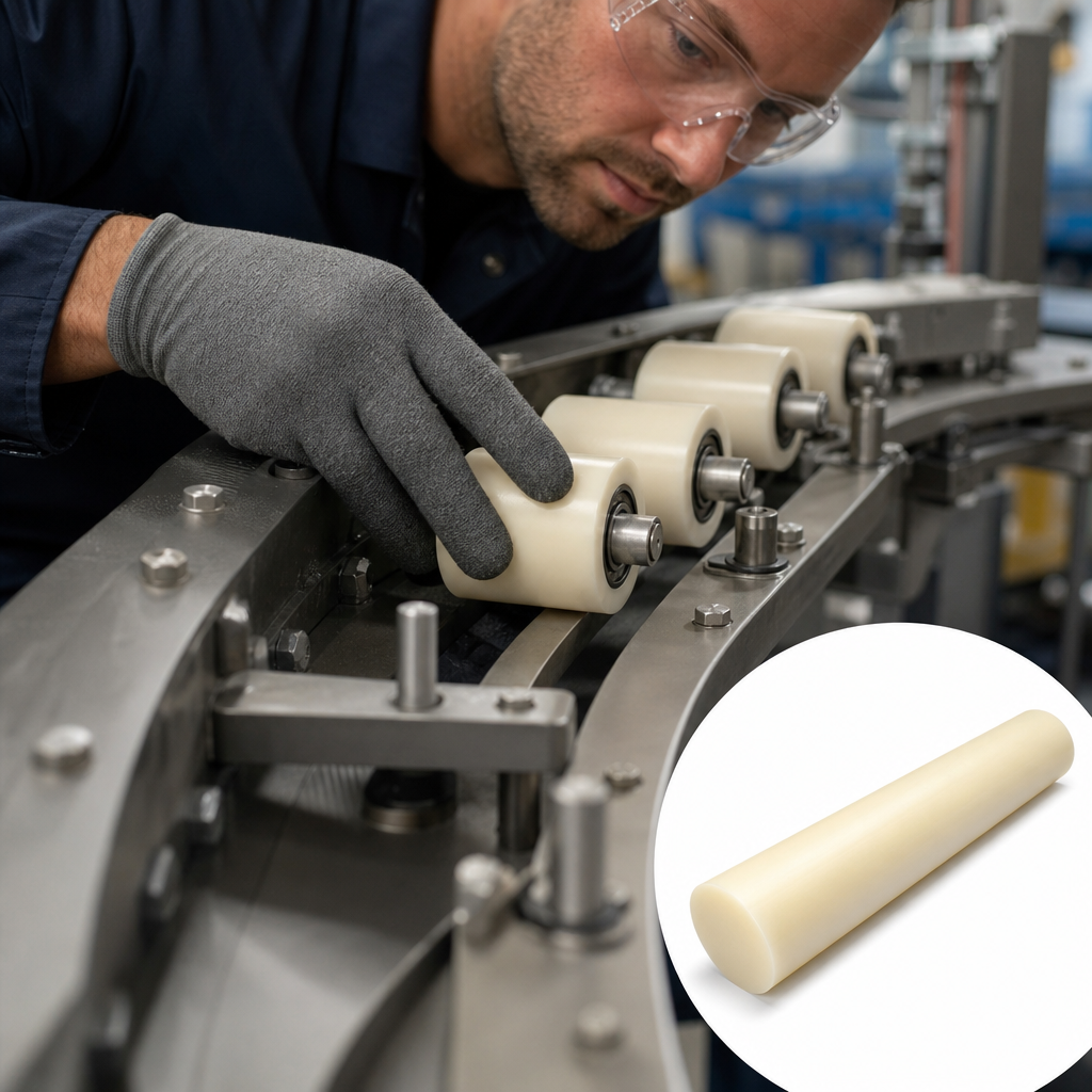 Nylon 6 Natural (ivory) / Black Rod 160mm to 250mm dia for Conveyor parts & insulators