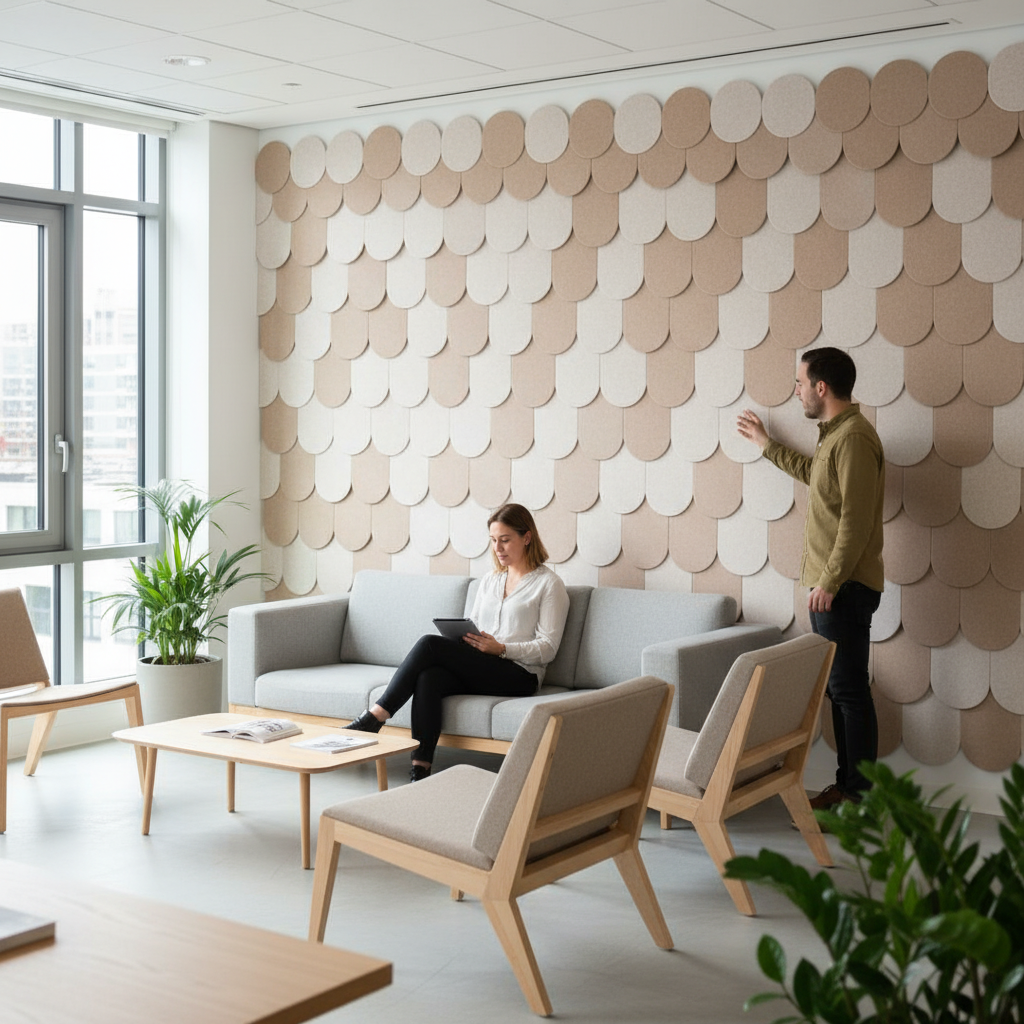 Premium 100% Recycled PET Felt Round Acoustic Wall Shingles 9mm - Pack of 15 for Superior Sound Absorption