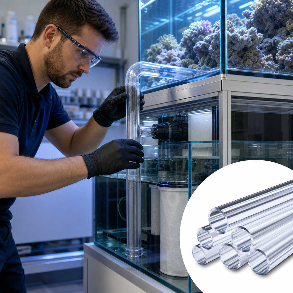 Extruded Clear Acrylic Tube 8mm to 25mm dia for Aquarium tanks & furniture components