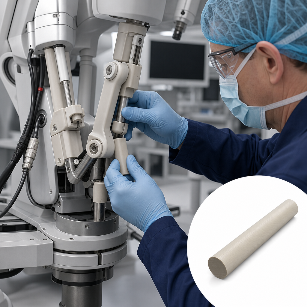 Peek 1000 Natural (brownish-grey) Rod 20mm to 50mm dia for Medical devices & aerospace components