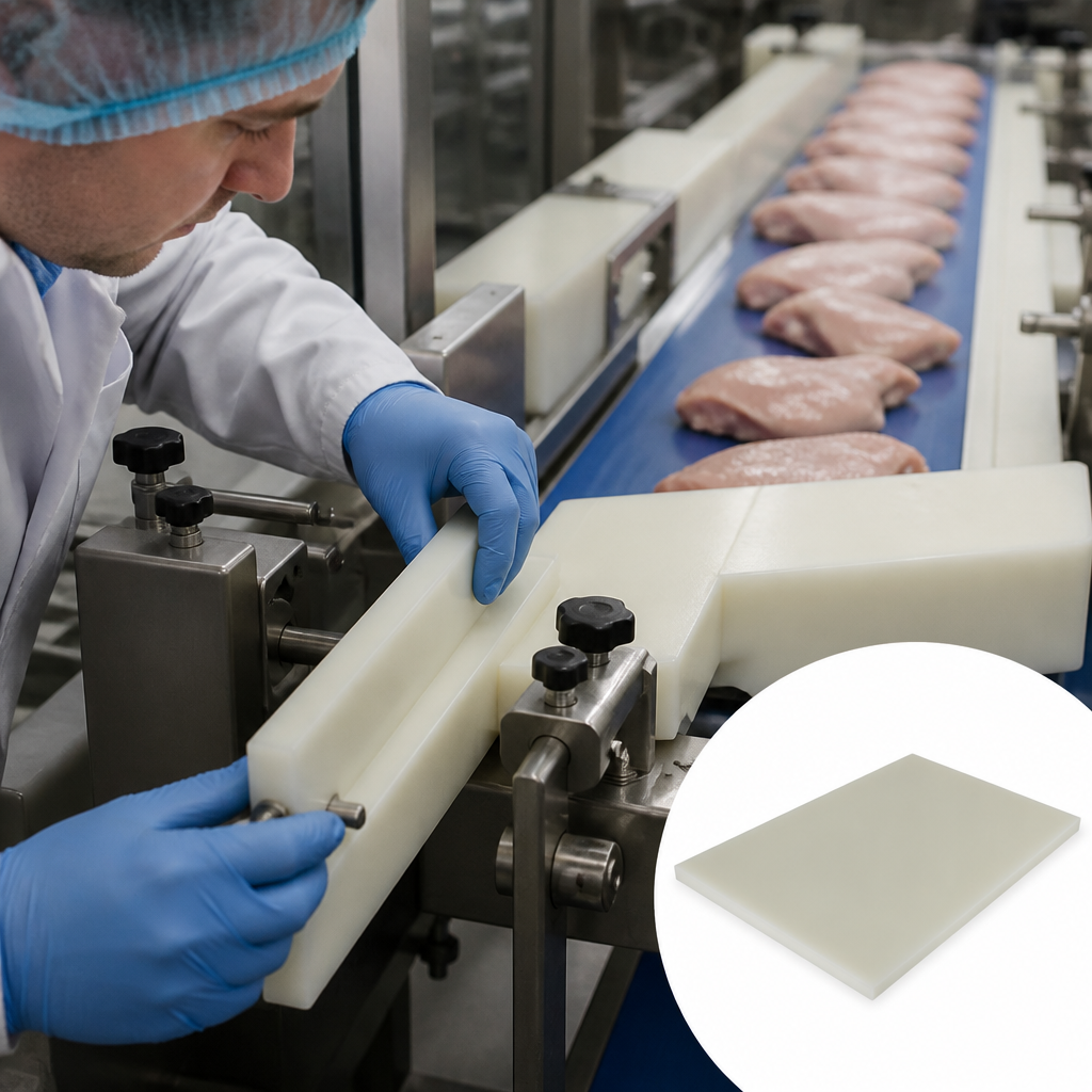 Natural Nylon 6.6 Sheet for Food Production 5mm to 25mm thick