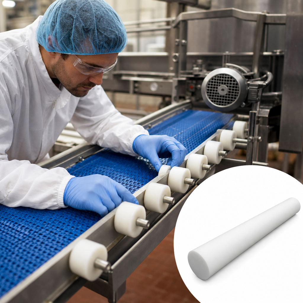 PETP Natural (White) Rod 60mm to 80mm dia for Conveyor parts & insulators