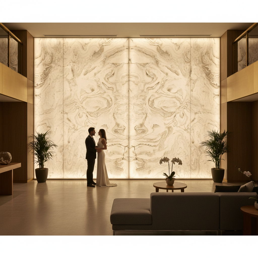 Premium Faux Translucent Stone Sheets in White - Lightweight, Versatile Material for Interior Design Applications