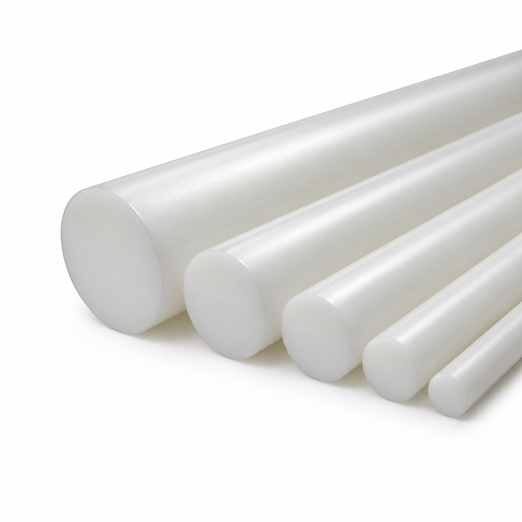PVDF Natural Rod for Chemical Processing Applications 10mm to 100mm diameter