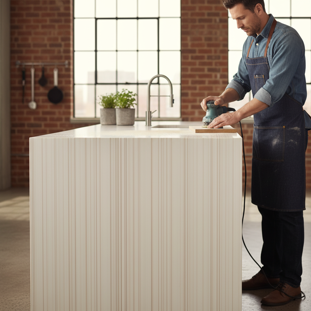 Premium Solid Surface Material - Sepia Linear for Versatile Applications in Interior and Exterior Design