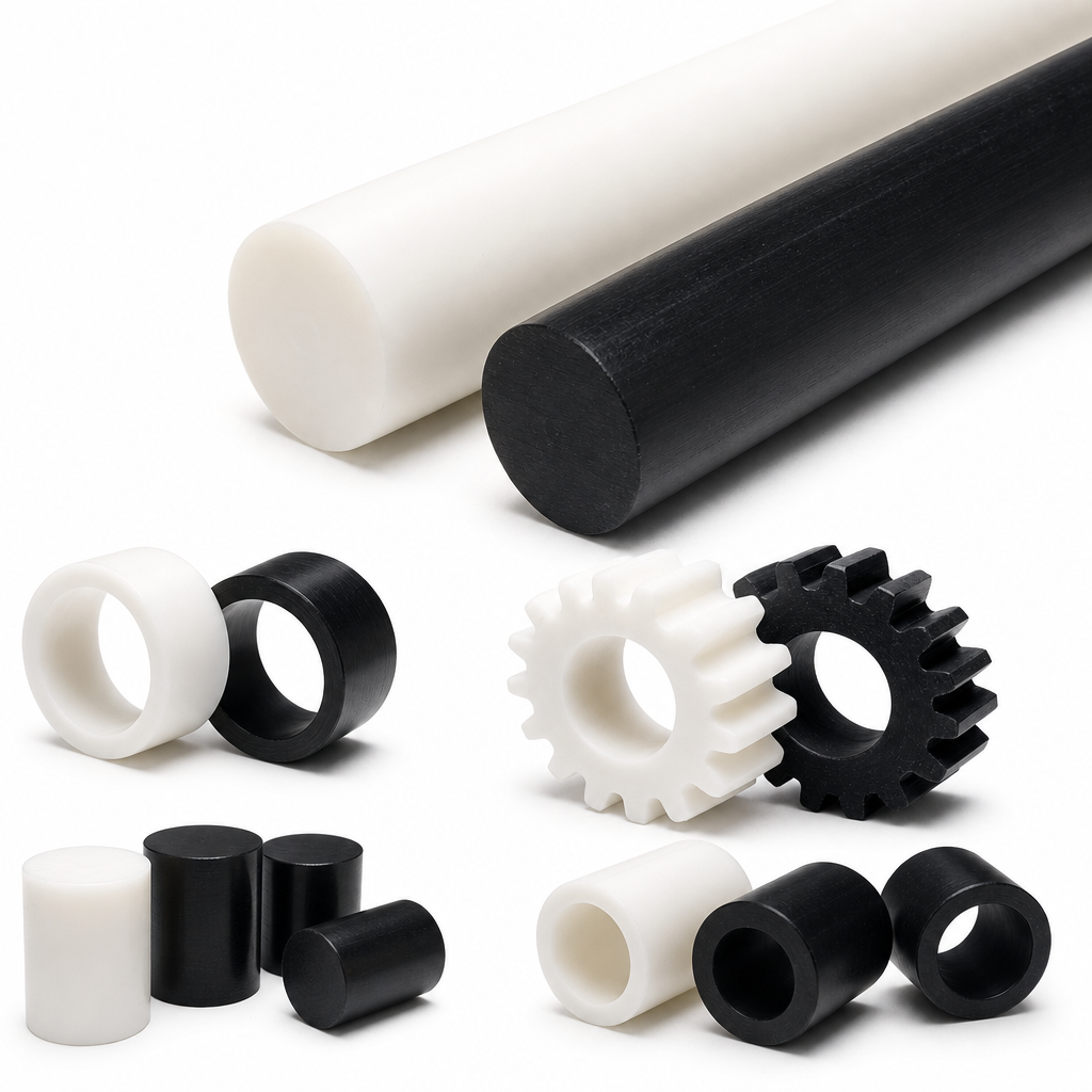 Acetal Copolymer White / Black Rod 3mm to 36mm dia for Gears, bearings & bushes