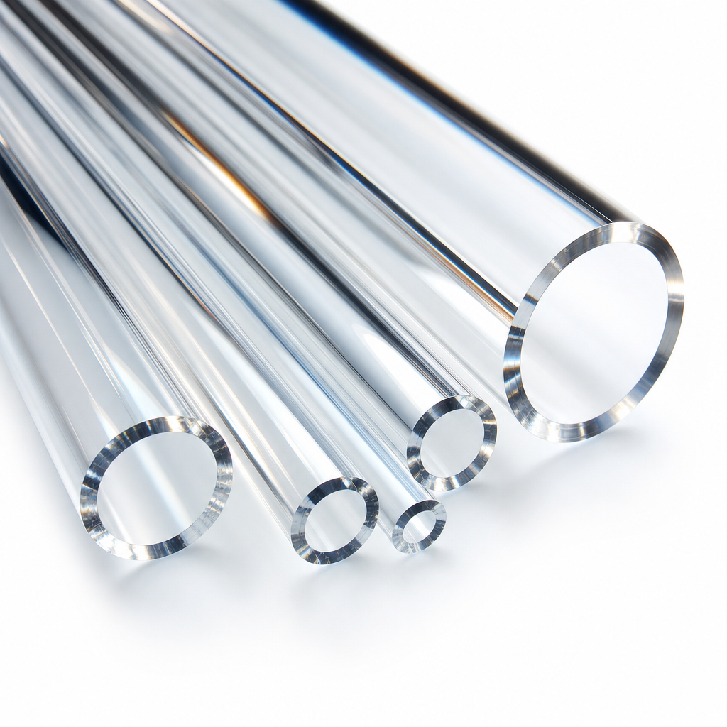 Extruded Clear Acrylic Tube 5mm to 7mm dia for Signage & protective barriers