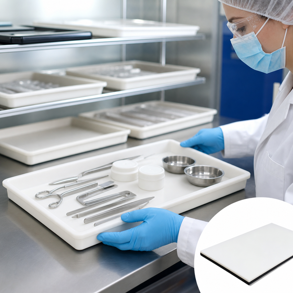 Polypropylene Copolymer Natural (milky-white) / Black / Beige Sheet 3mm to 12mm thick for Medical trays & food storage