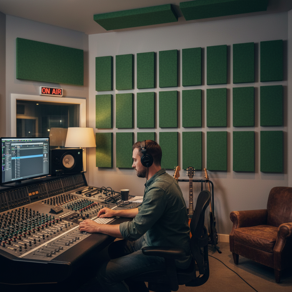 Premium PET Felt Acoustic Panel in Pine Green - Sustainable, Fire Retardant, and High-Performance Noise Absorption for Offices and Studios
