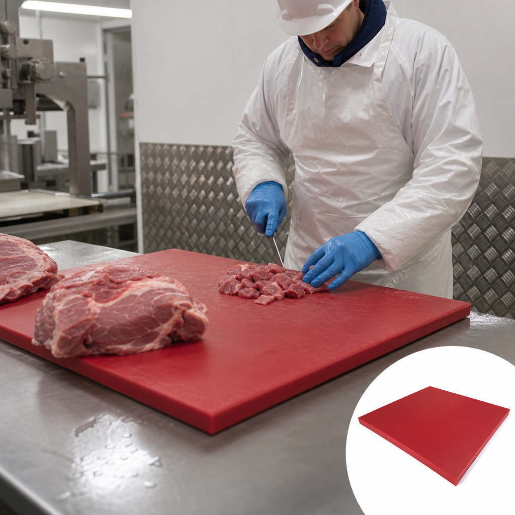 High Molecular Weight Polyethylene Red Sheet for Food Processing 10mm to 25mm thick