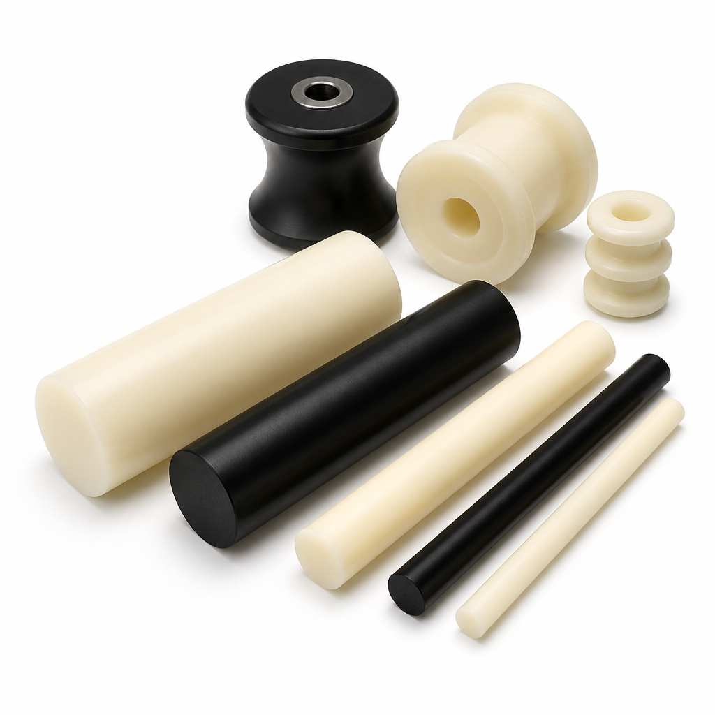 Nylon 66 Natural (cream) / Black Rod 5mm to 32mm dia for Insulators & rollers