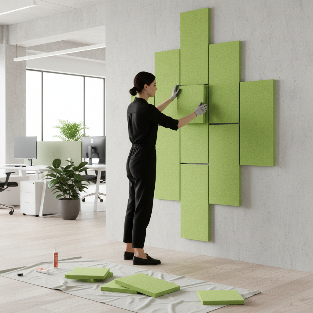 Premium PET Felt Acoustic Panel in Apple Green - Eco-Friendly, Fire Retardant, High-Performance Sound Absorption Solution for Offices and Studios